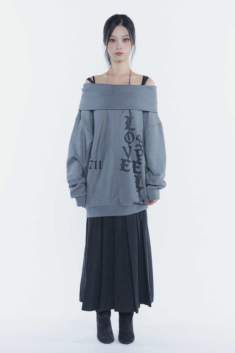 SPELL OFF-SHOULDER SWEATSHIRT charcoal