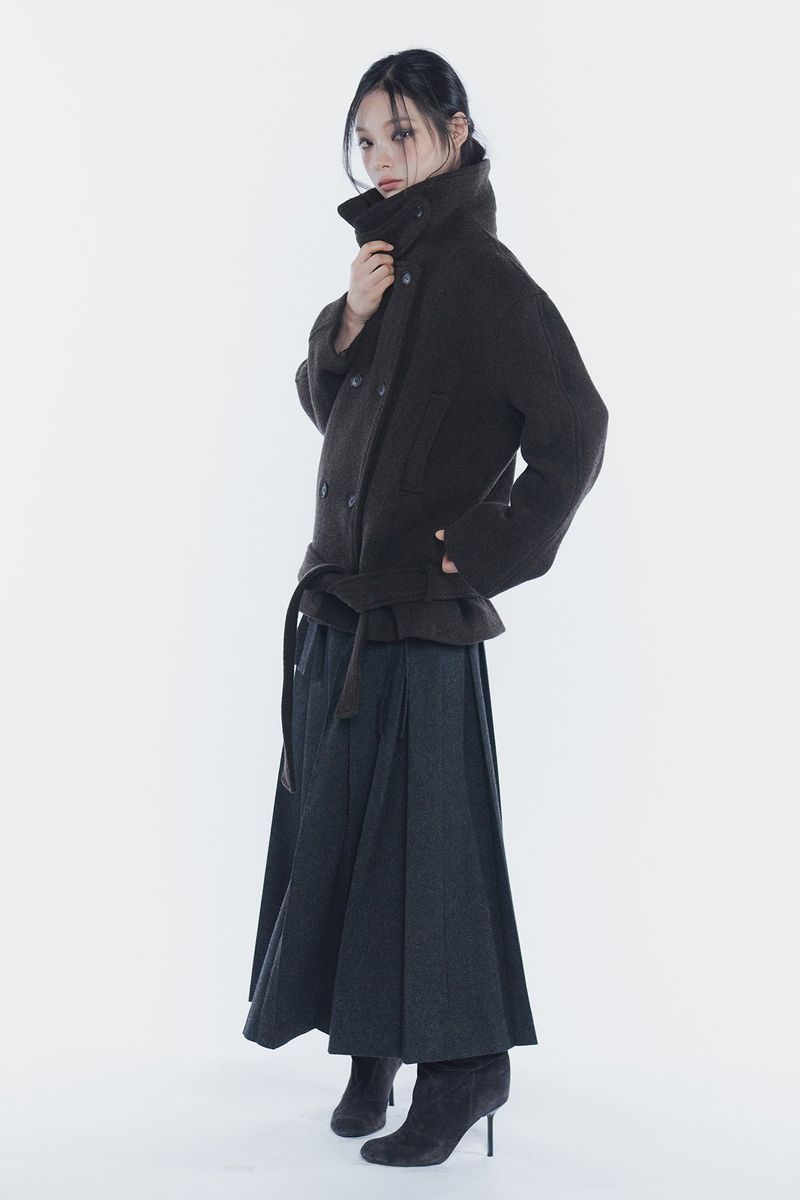 AMBER BELTED DOUBLE COAT brown