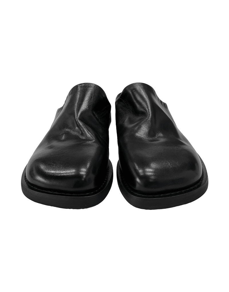 Wrinkle Leather Square Mule