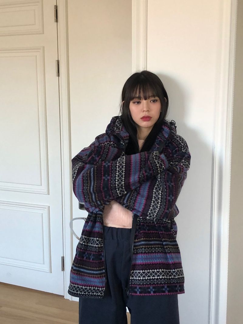 Euclid pattern hood zip up