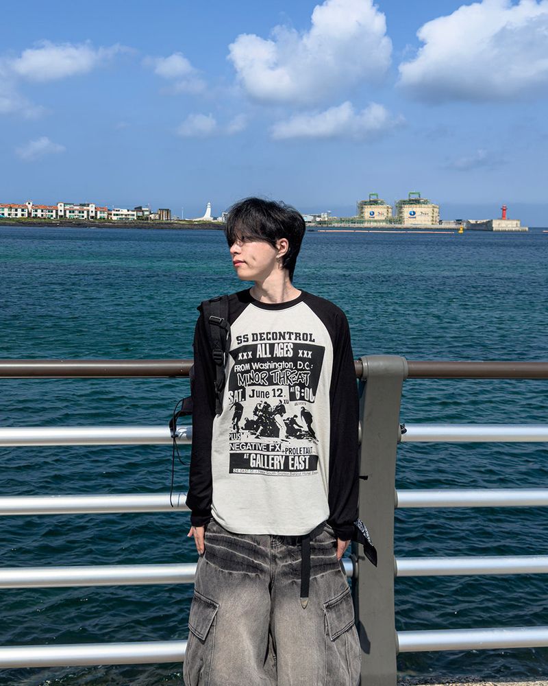 Poster Color Block Raglan Long Sleeve