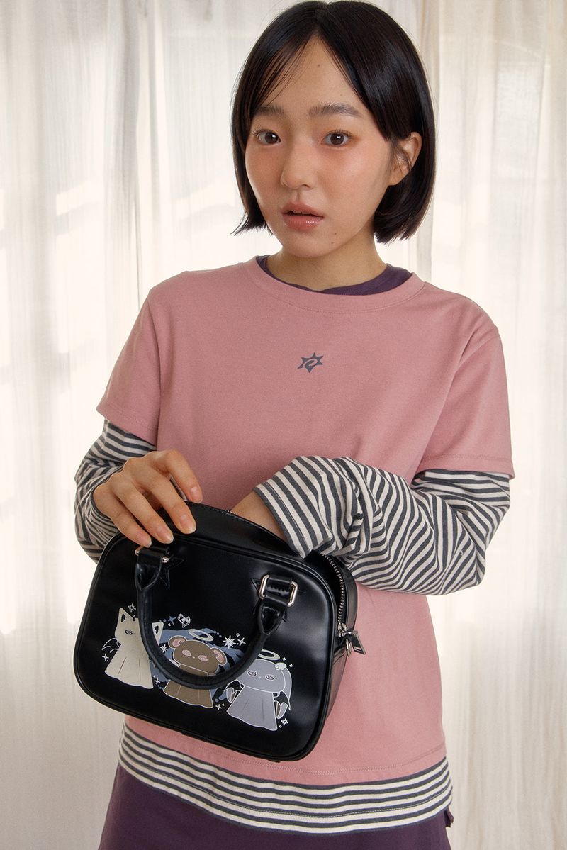 LOGO LAYERED STRIPE TEE (DUSTY PINK)