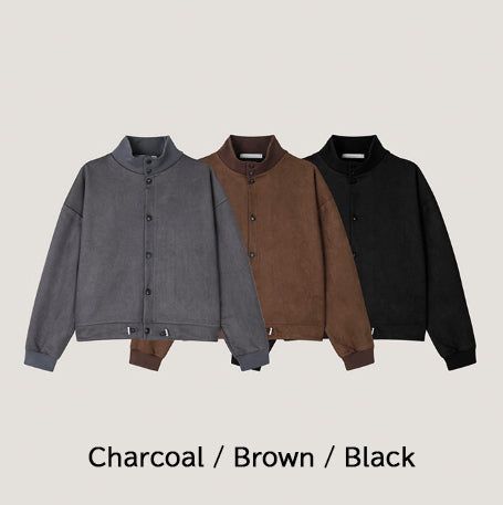 Sven Suede High-Neck Cardigan