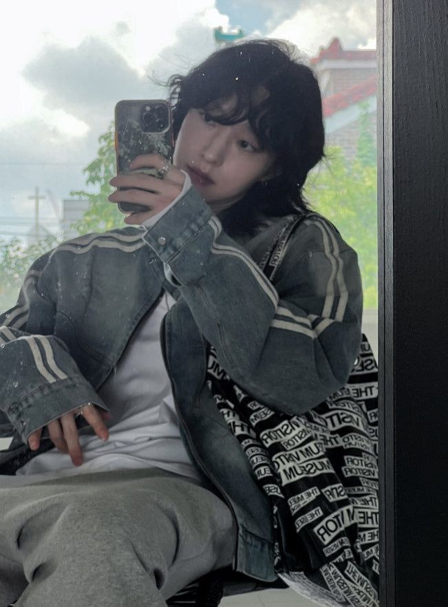 Wings Track Gradient Pinch Denim Jacket