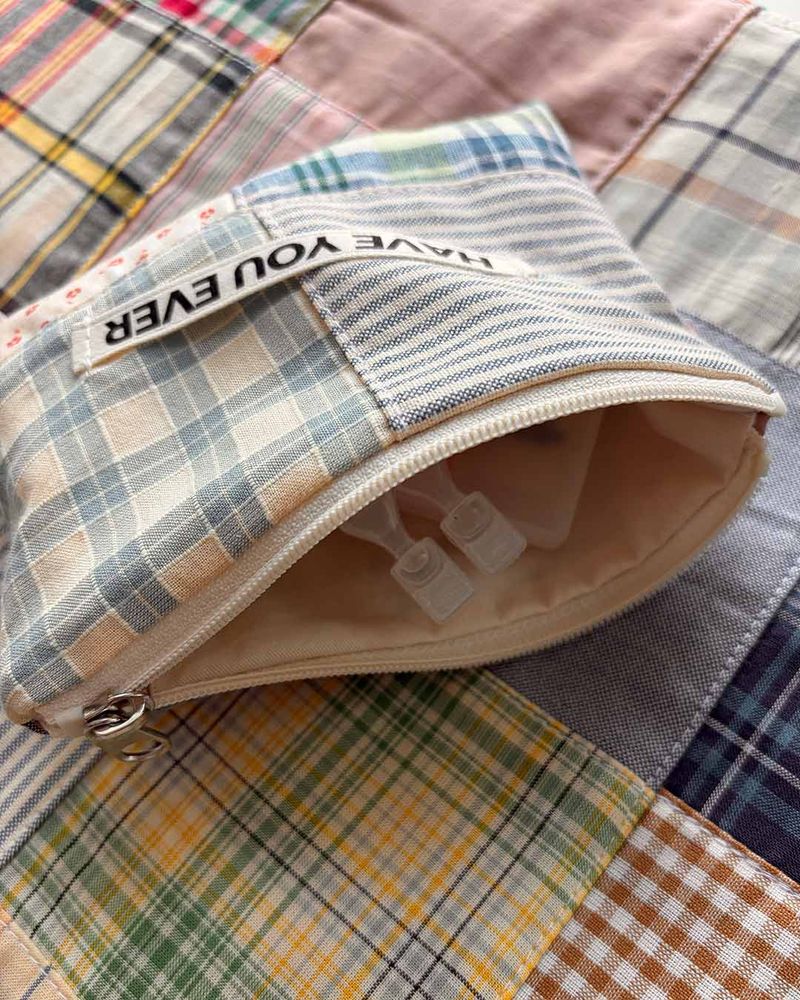 Patch work flat pouch