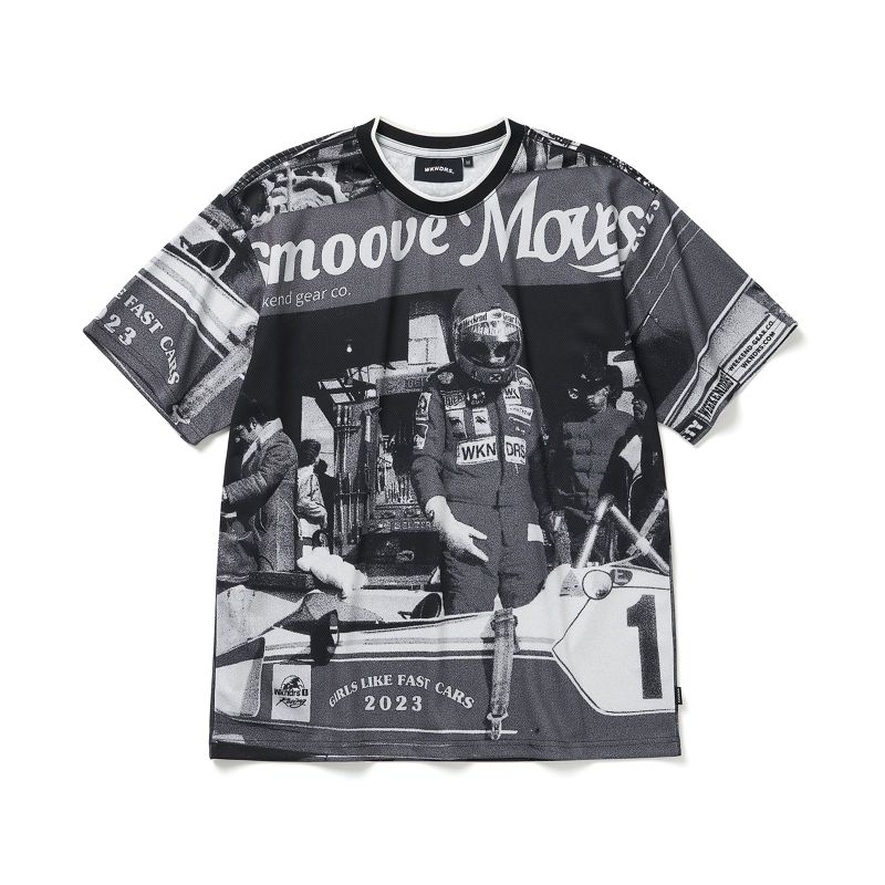 WKNDRS（ウィークエンダーズ）の「RACING MESH T-SHIRT (BLACK)（Tops）」