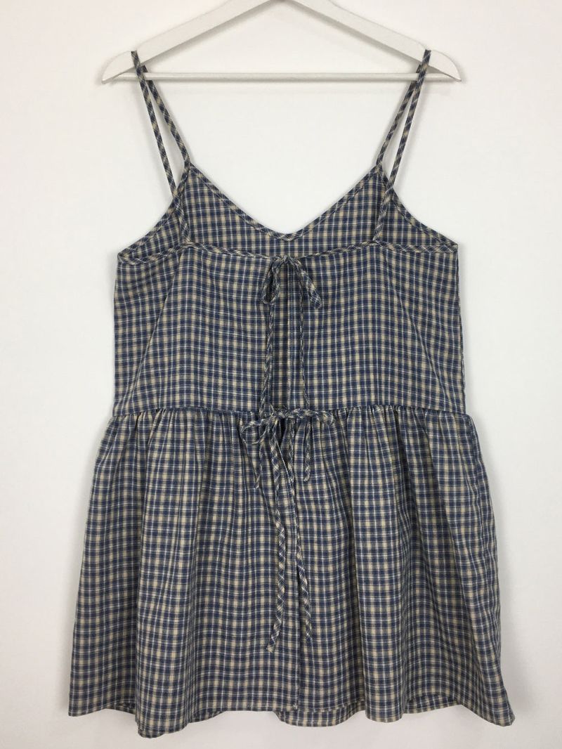 Plaid back strap one piece (2color)