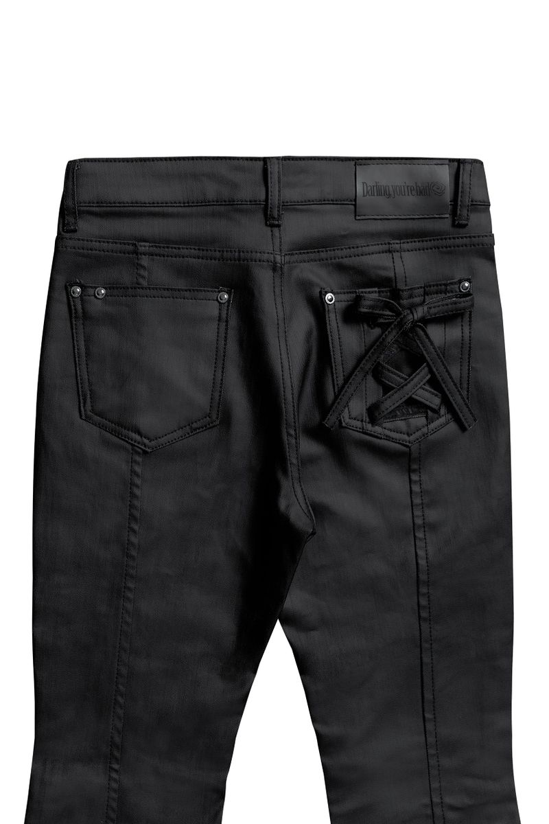 COATED BLACK BOOTS CUT DENIM
