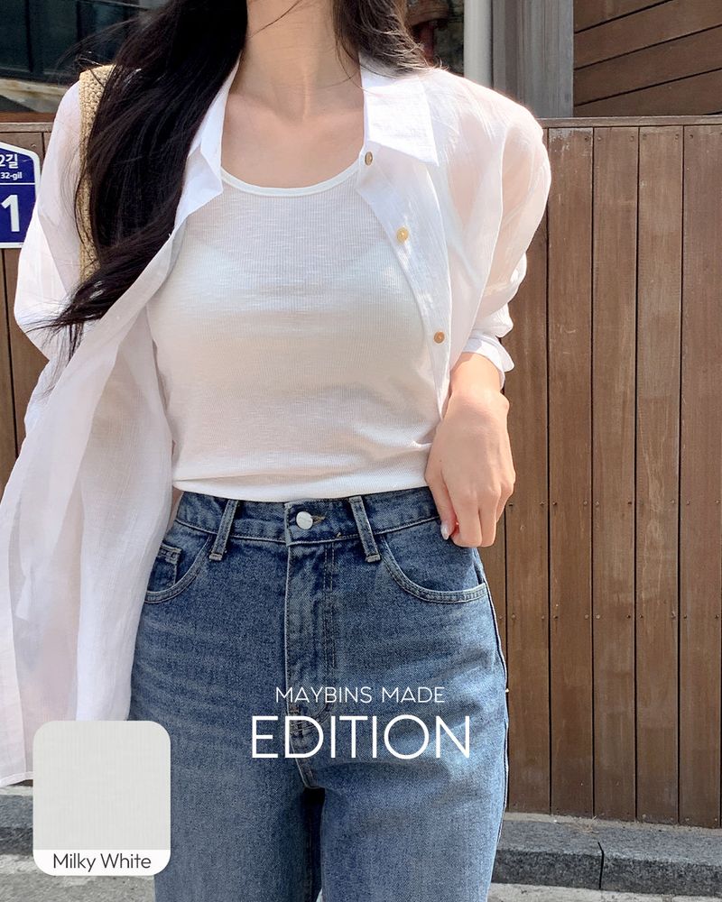 [MADE] Tencel shirt & sleeveless set