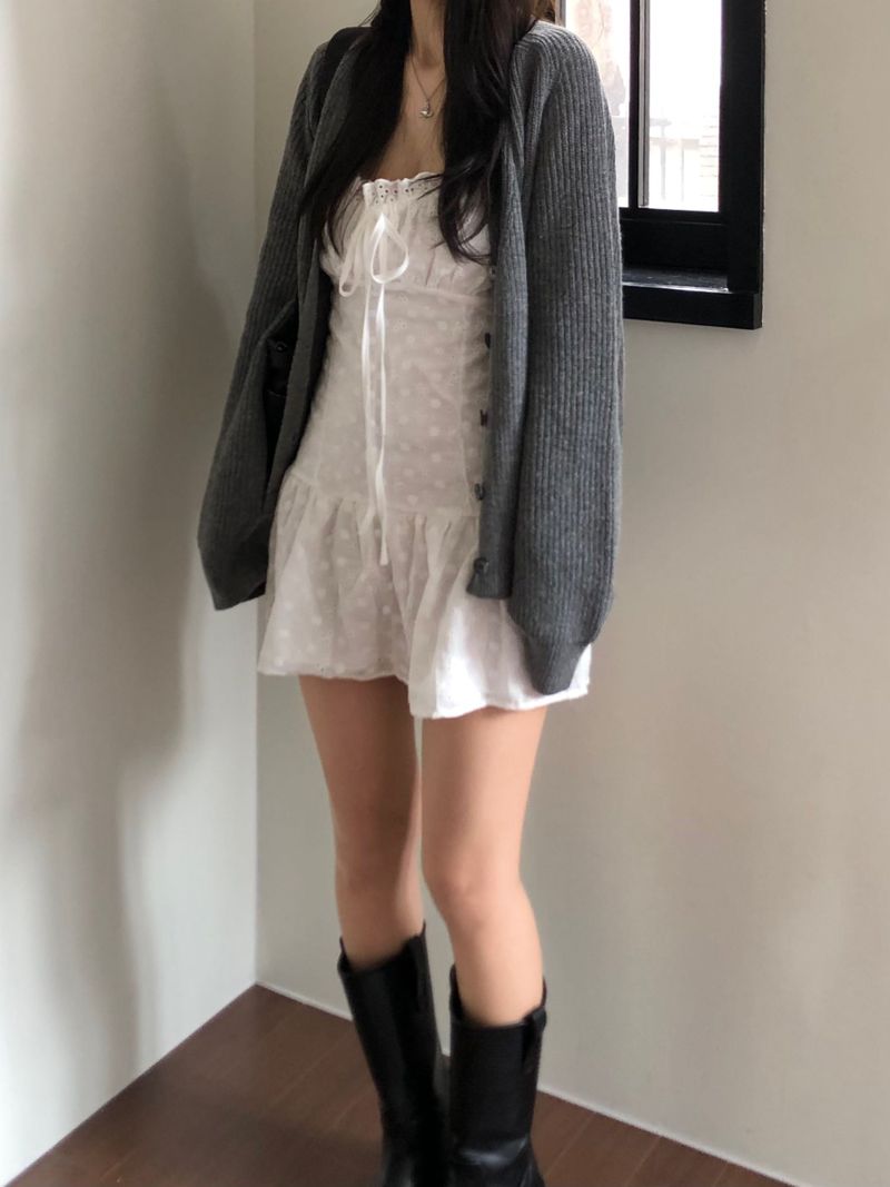 V-knit cardigan (2 colors)
