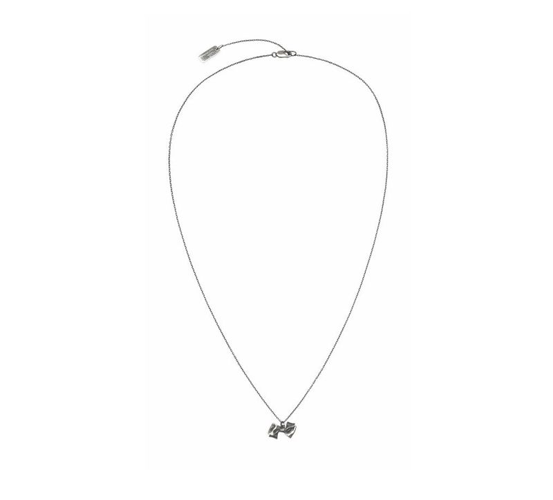 Mini Pleated Ribbon Necklace (Antique Silver)