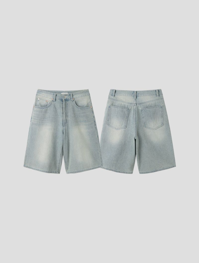 Ocean washing bermuda denim pants