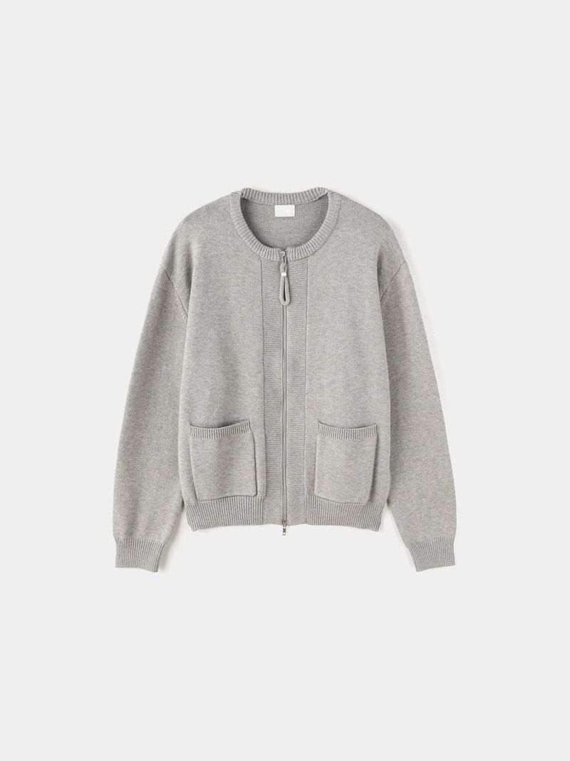 Ring crop knitwear round cardigan