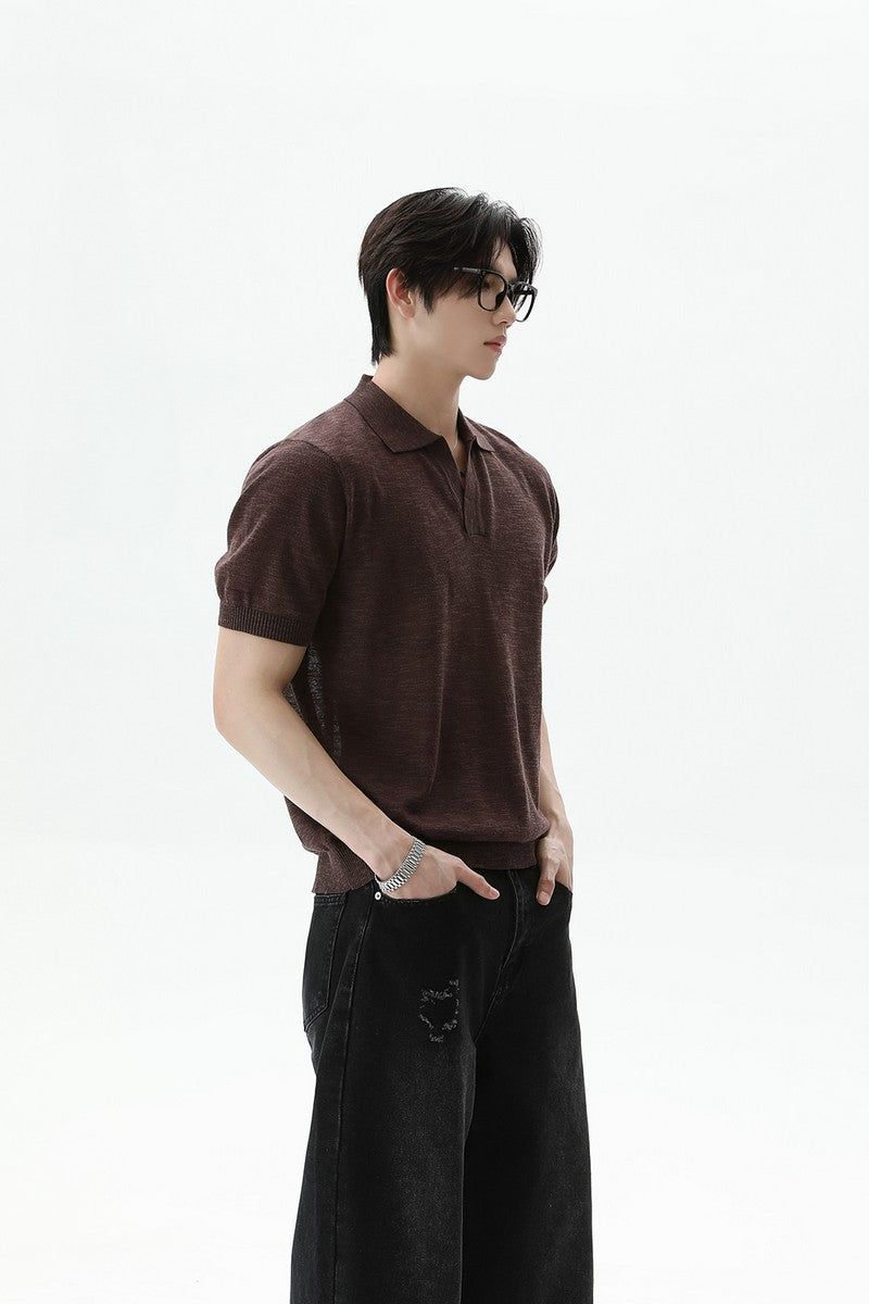 Textured V-Neck Lightweight Tee