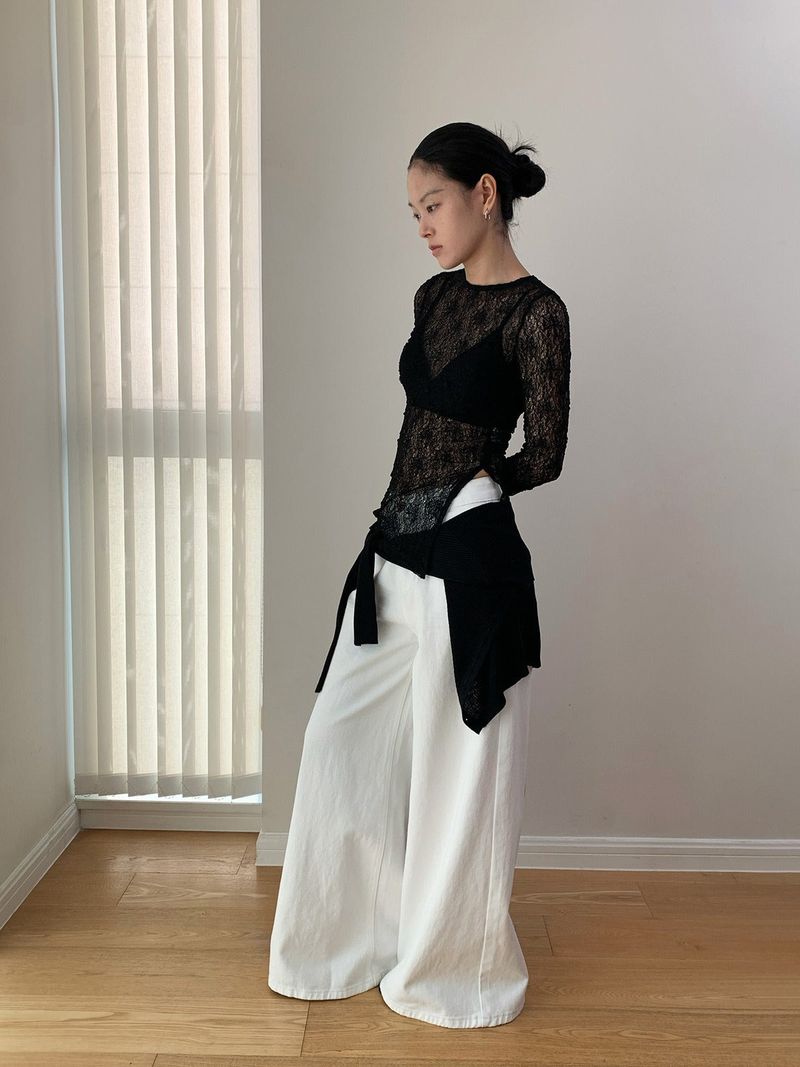 Four Seasons Wide Washed Cotton Pants