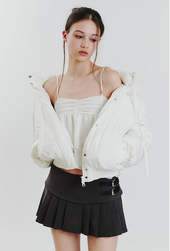 FOX FUR DOWN JACKET white