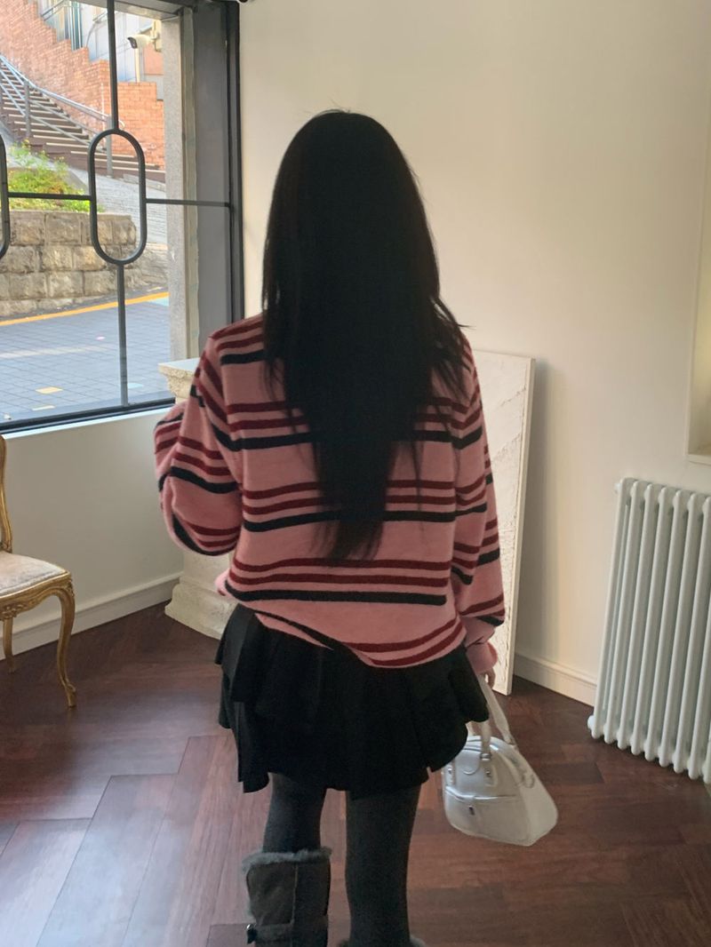 Candy Parade Collar Stripe Knit