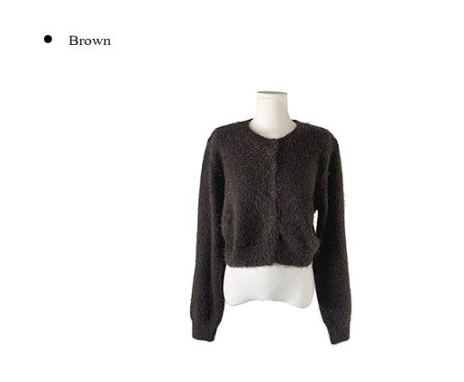 Doobie Soft Fur Button Long Sleeve Cardigan