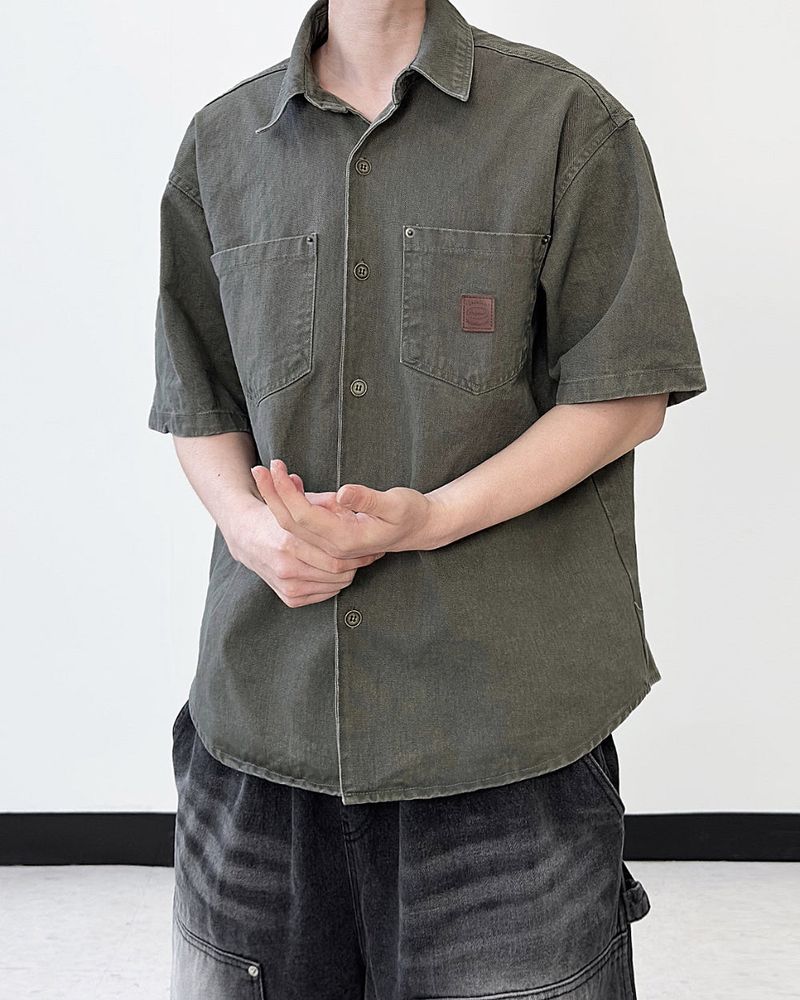 Patchwork Half Shirt Jacket