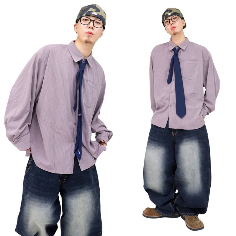 Oversized Stripe Balloon Shirt