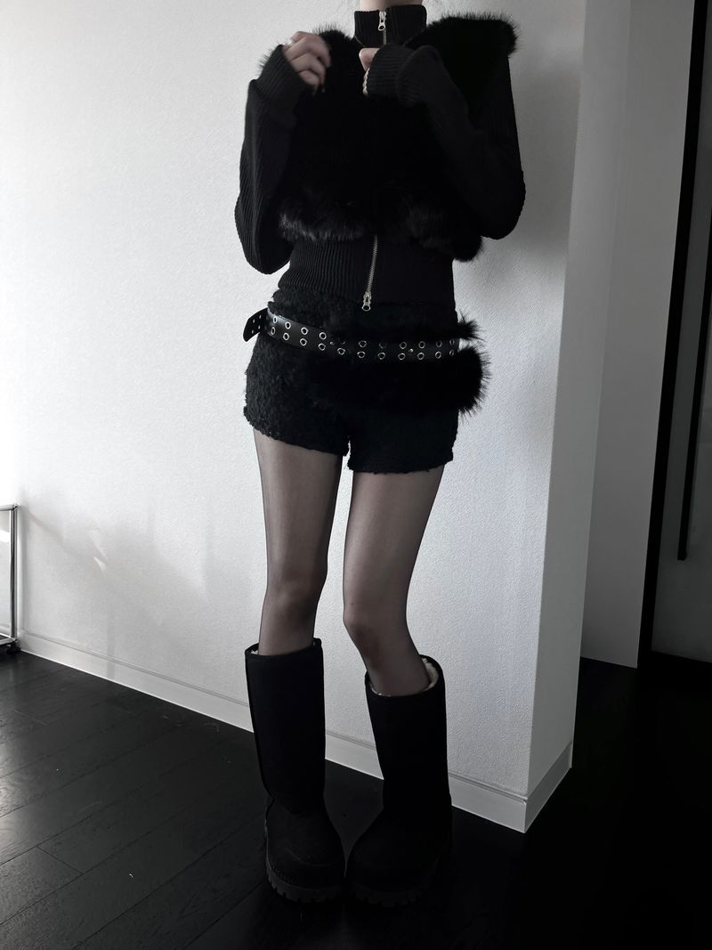 eyelet fur belt (2color)