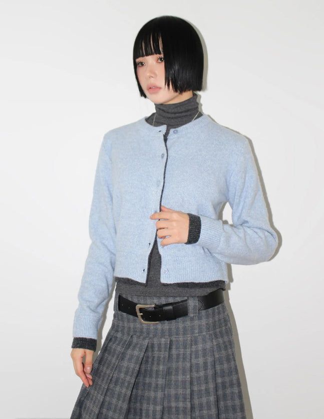 (WOOL) TWO-TONE LAYER CARDIGAN