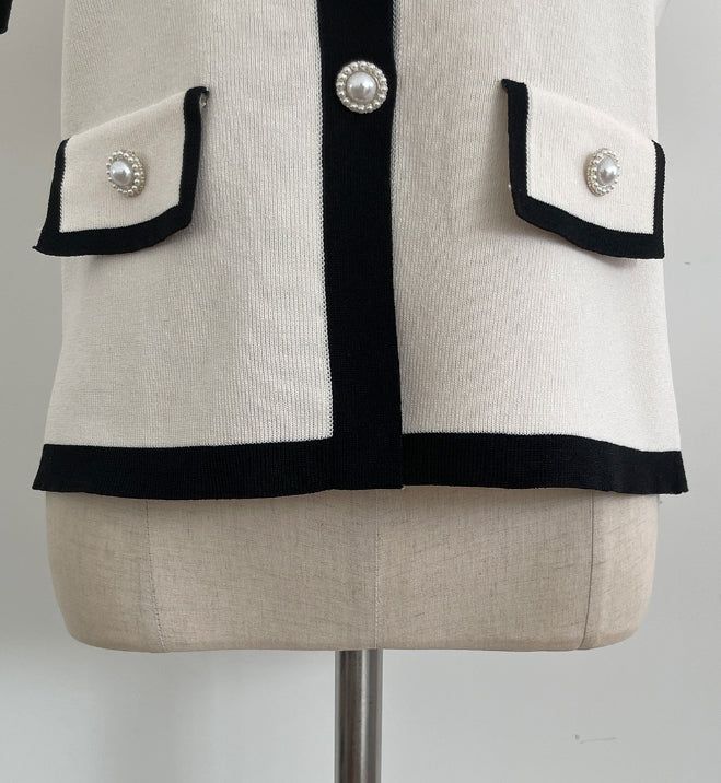 Eloa Square Color Matching Button Cardigan