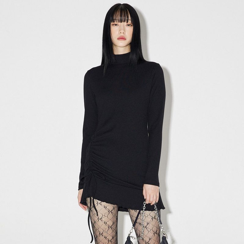 ZEROPLANET（ゼロプラネット）の「シャーリングハイネックミニドレス / Shirring High-neck Mini Dress [BLACK]（Dresses）」