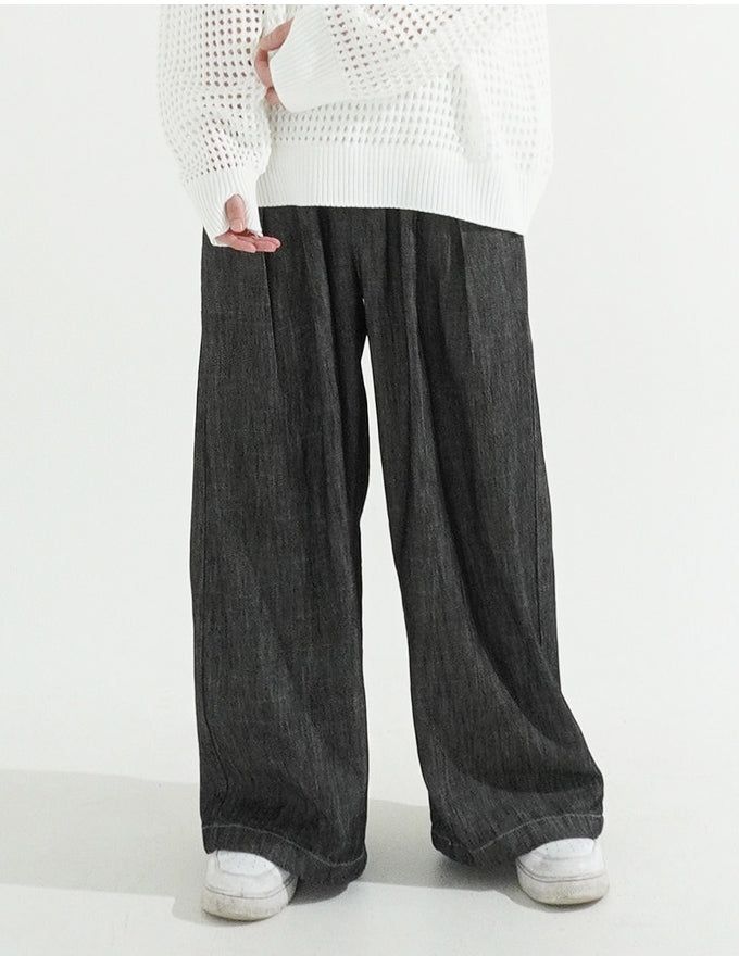 Natural Pintuck Balloon String Denim Pants