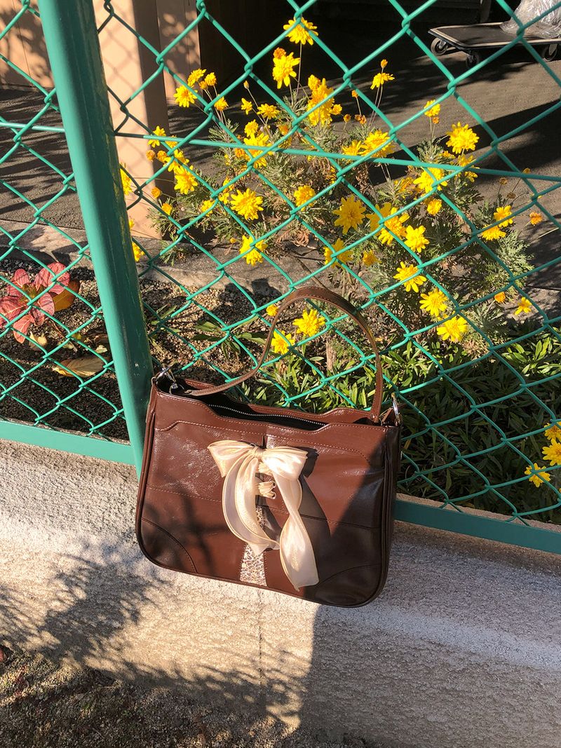 Bustier ribbon bag_chocolate brown