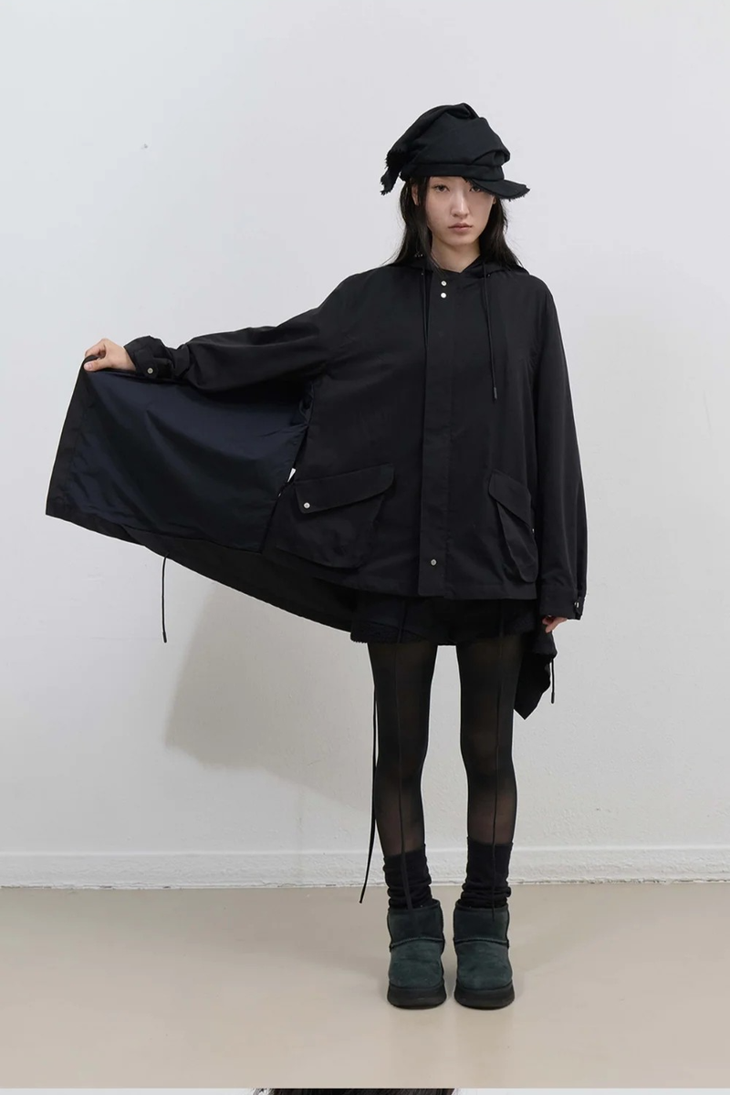 Draped Field Parka / Black