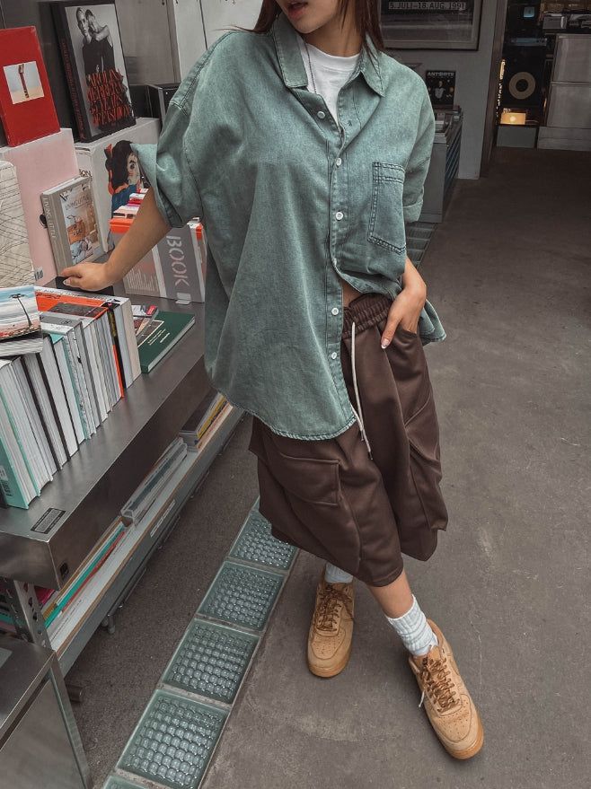 Toffee Wide Cargo Bermuda Pants
