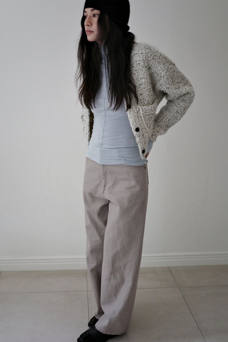 Washed straight leg pants, Beige