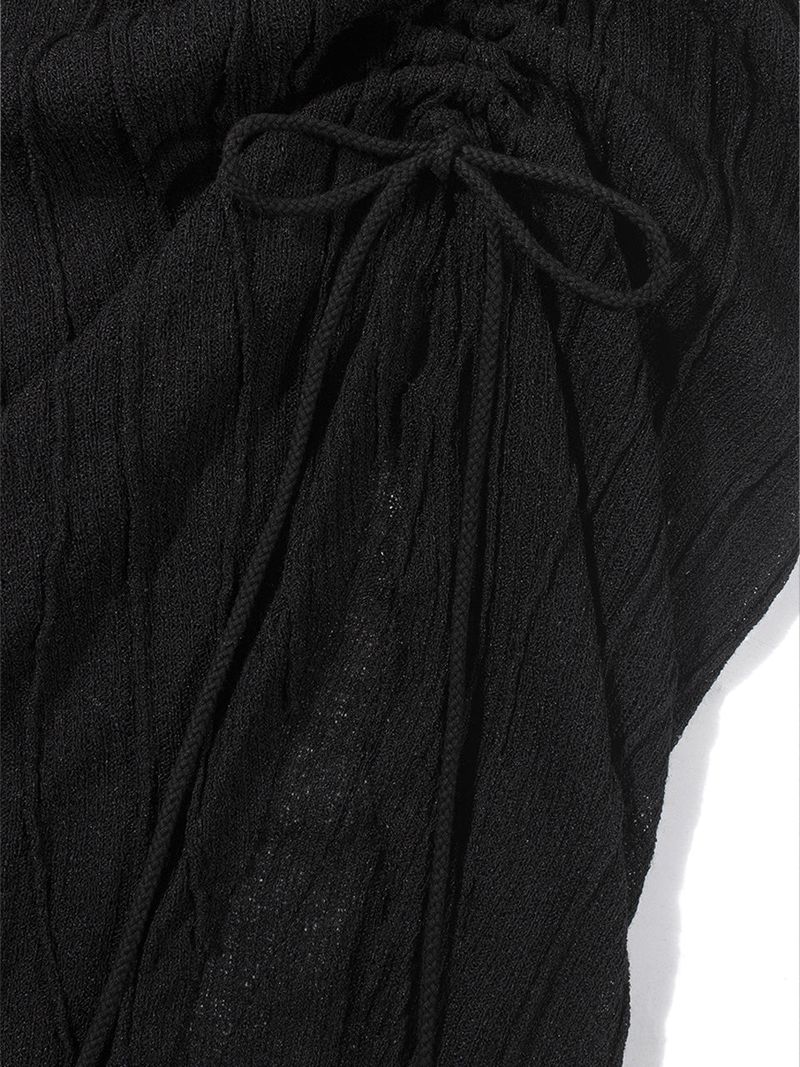  LAYERED STRAP LONG SKIRT _Black