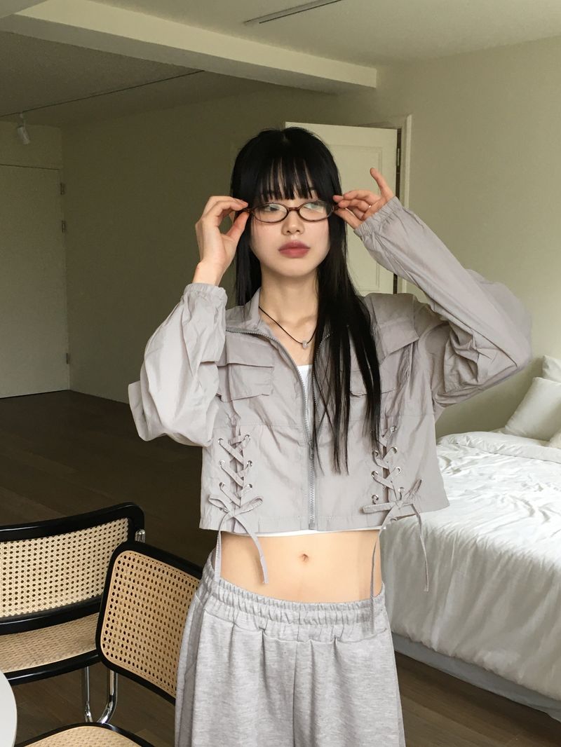 Cult Nylon Strap Corset Cropped Windbreaker