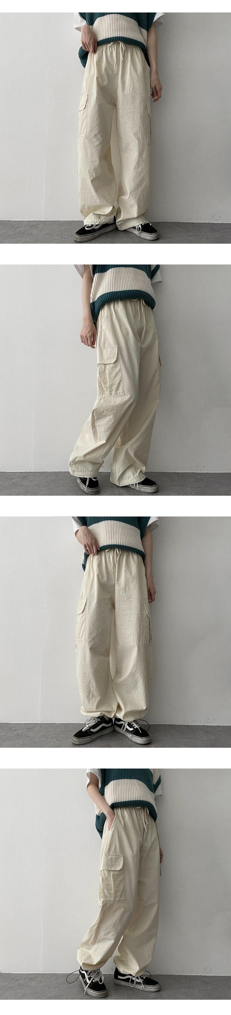 Carpe String Nylon Wide Cargo Pants