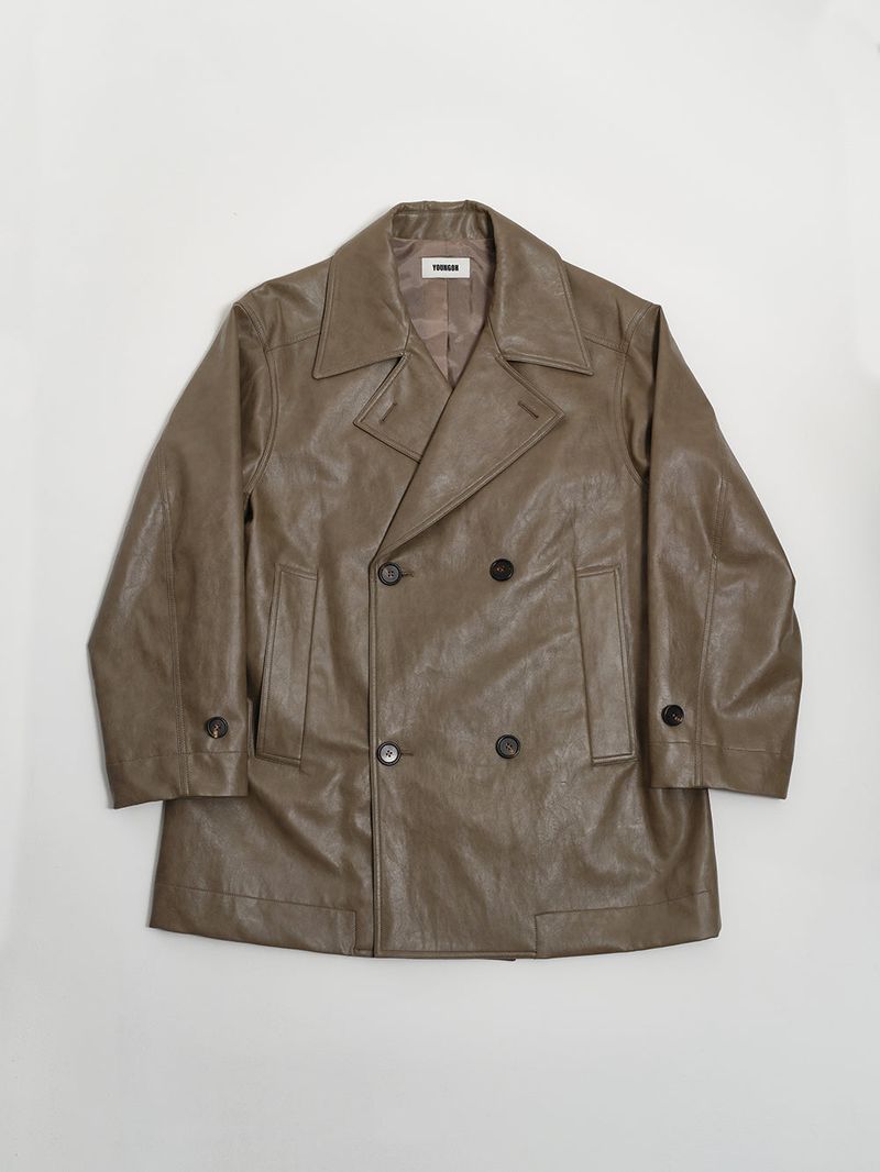 FAUX LEATHER PEACOAT CEDAR