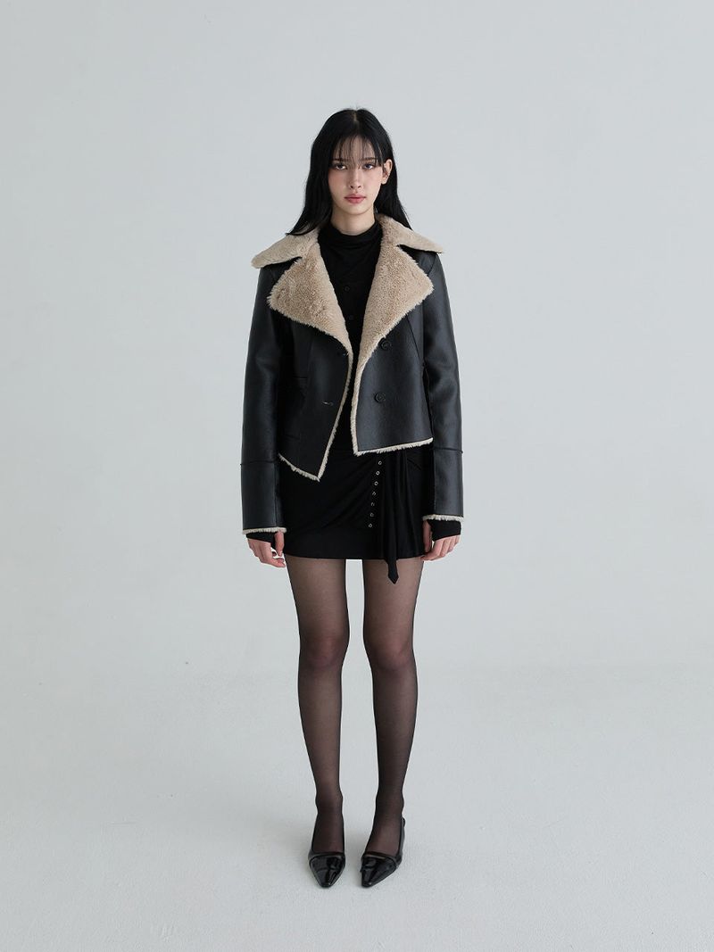 Reversible shearling mustang (Black)