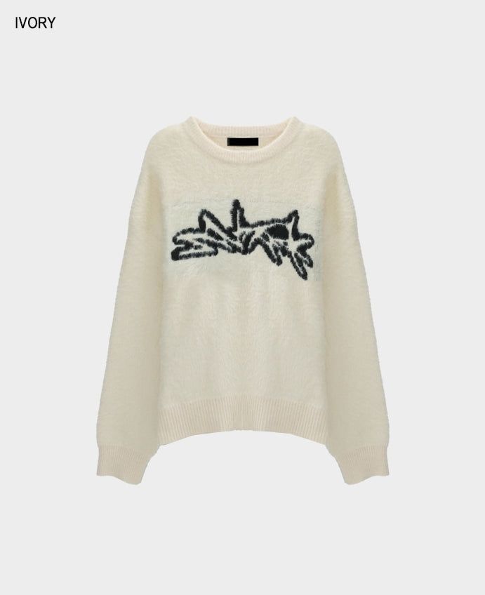 Wing angora touch knit