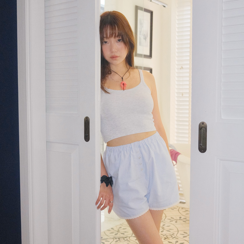 Stripe Lace Shorts (SKY BLUE)