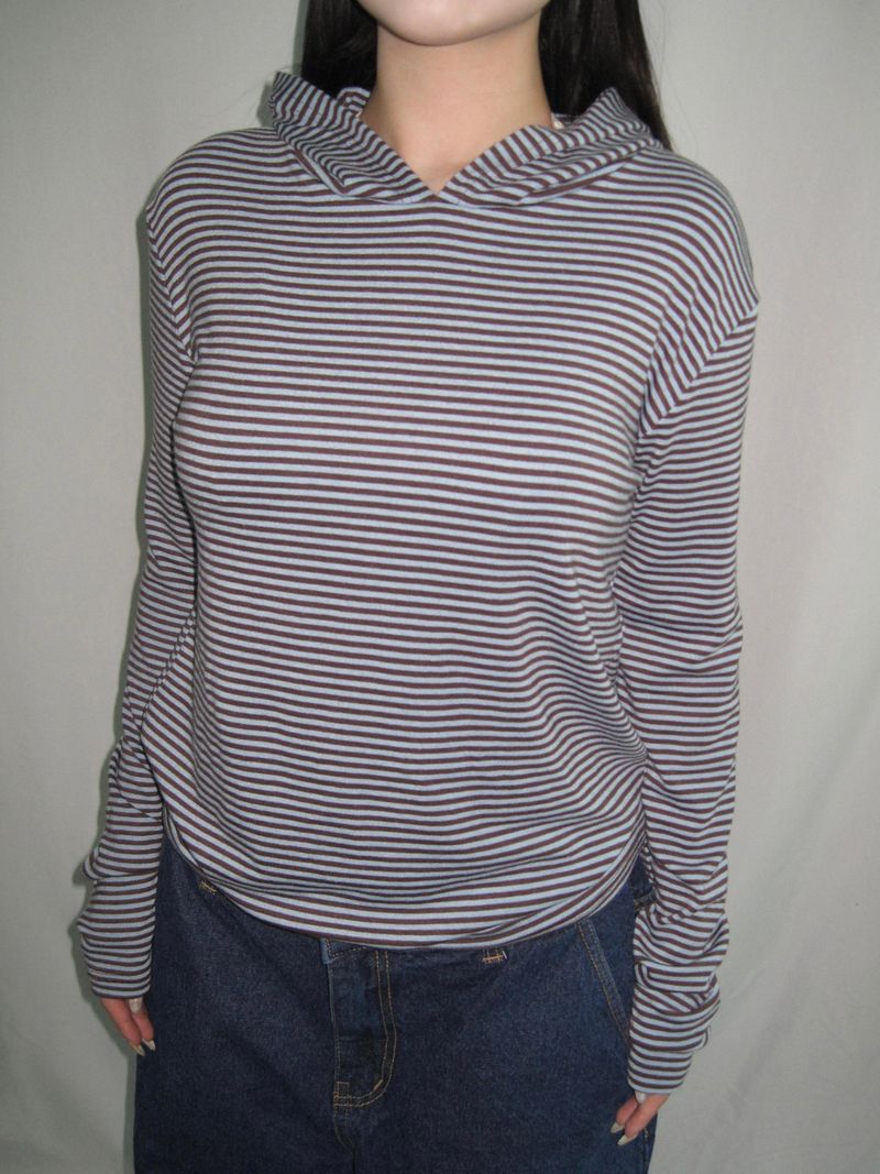 Slim Fit Striped Hand Warmer Hoodie