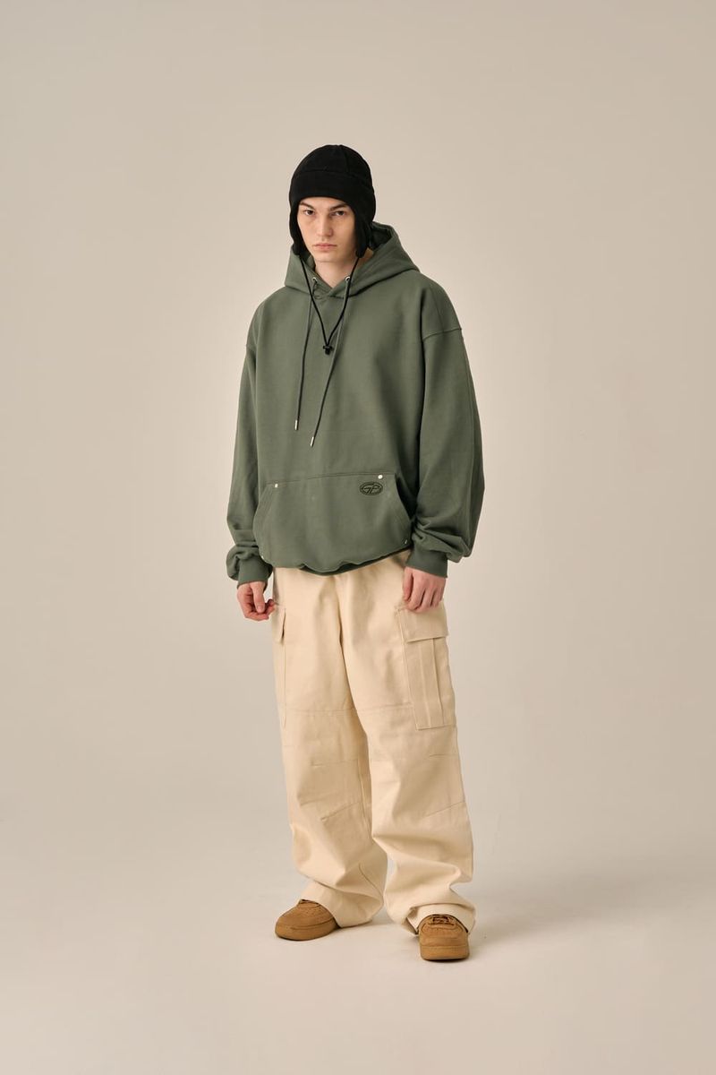 OVERSIZED MINI LOGO HOOD - KHAKI