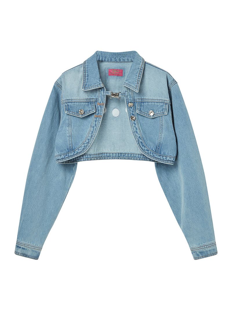 BOLERO SHAPE DENIM JACKET (LIGHT BLUE)