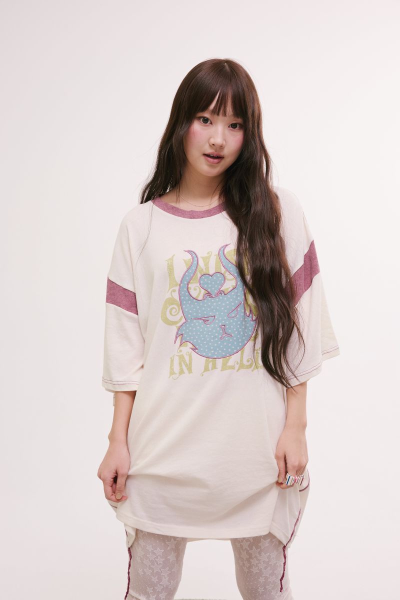 Devil cat T-shirts ivory