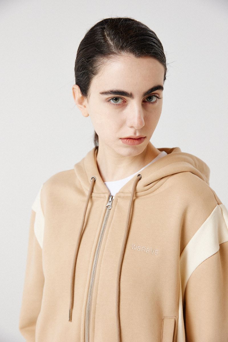 side-rib zip-up hoodie_beige/cream
