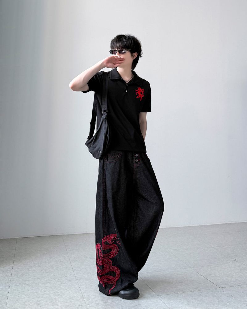 Serpent Black Wide Denim