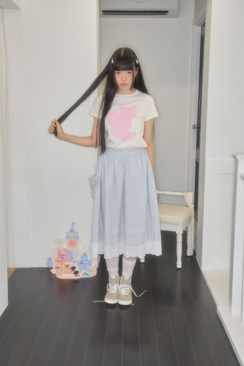 SHAKIRI（シャキリ）の「BONO POCKET GINGHAM SKIRT (BLUE)（Skirts）」
