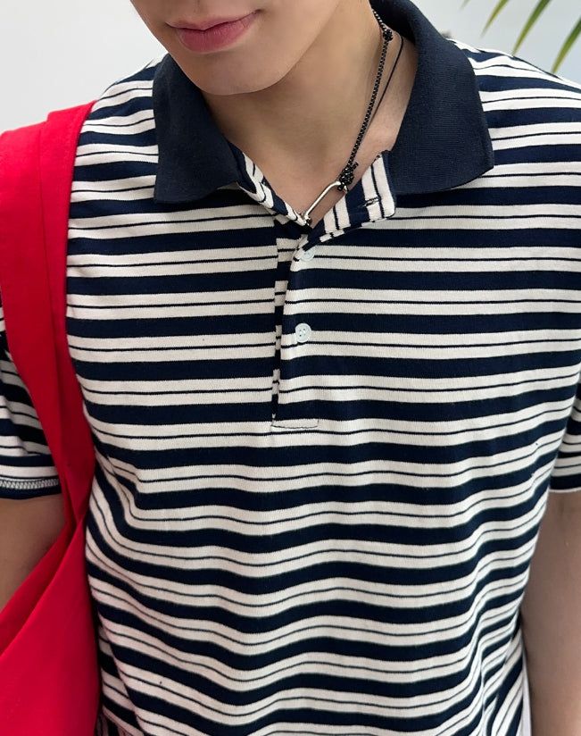 Terran Stripe Crop Collar Tee
