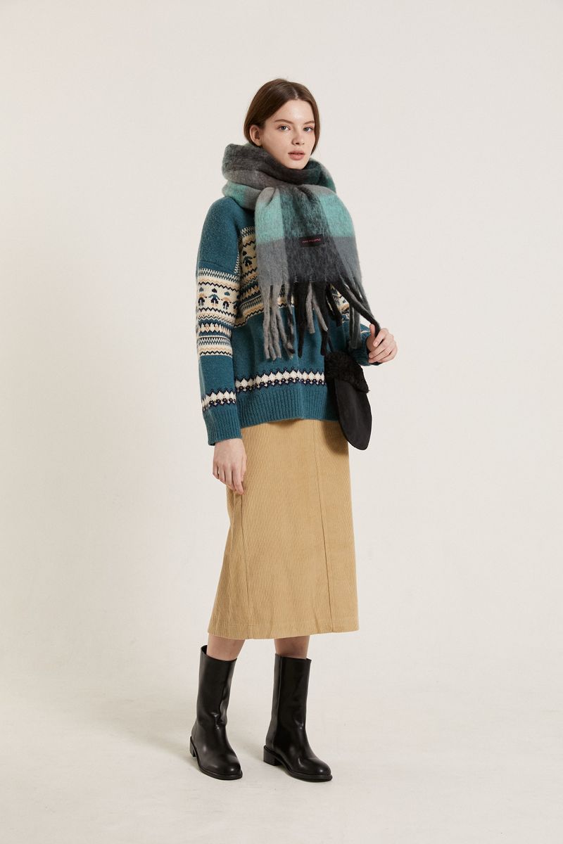 COLORED CHECK MUFFLER_GREY