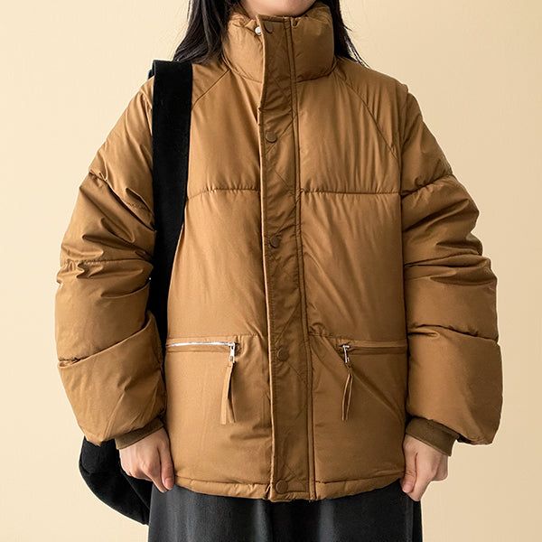  Ringf pocket zipper high neck padded jumper